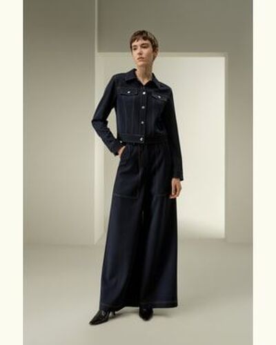 Lilysilk Veste En Laine Inspirée Du Denim 100 % Laine Mérinos Et 100 % Soie Look Élégant Et Soigné Les Essentiels De La Garde-Robe Bleu Marine Xs