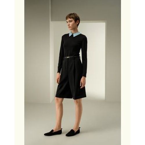 Lilysilk Short En Laine Ajusté Jusqu'aux Genoux 100 % Laine Mérinos Et 100 % Soie Texture Luxueuse Une Élégance Intemporelle Noir 40