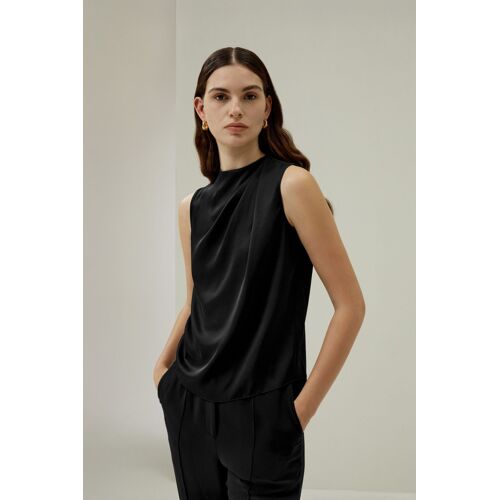 Lilysilk Haut En Soie Femme Col Ras Du Cou, Demi-Col Roulé Soie De Haute Qualité Sophistiqué Et Élégant Naturellement Antibactériens Noir Xl