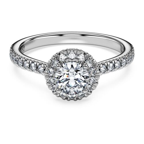 Bague Solitaire Halo Eternity, Diamants De Synthèse 0,8 Ct Tw, Forme Ronde, Or Blanc 18 Carats