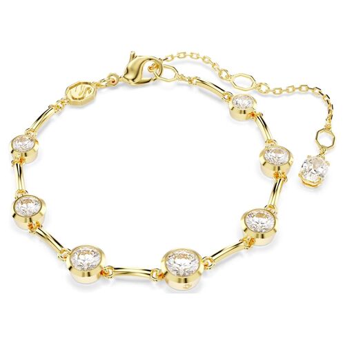 Bracelet Tennis Imber, Diverses Tailles Rondes, Blanc, Placage De Ton Or