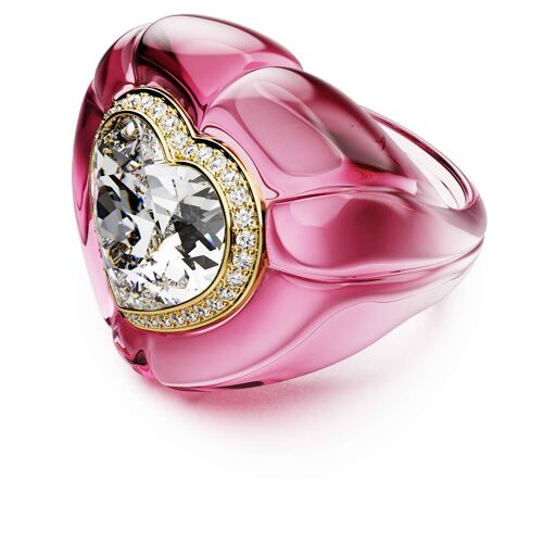 Bague Cocktail Dulcis, Taille Coeur, Pavé, Coeur, Rose