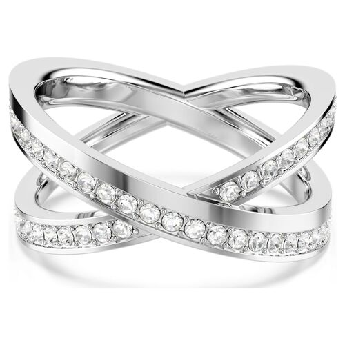 Bague Delta, Taille Ronde, Blanche, Métal Rhodié
