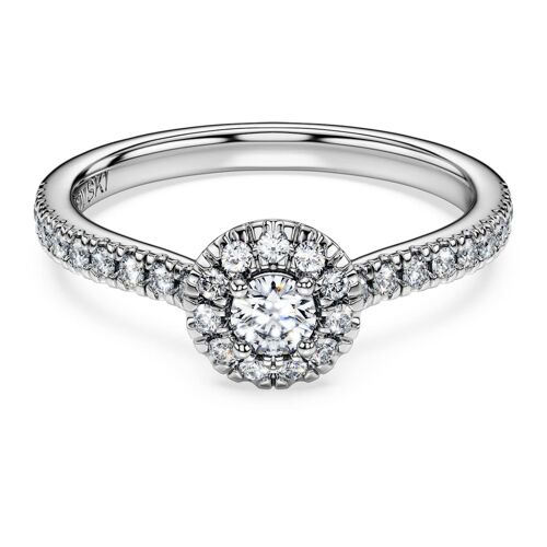 Bague Solitaire Halo Eternity, Diamants De Synthèse 0,45 Ct Tw, Forme Ronde, Argent Sterling