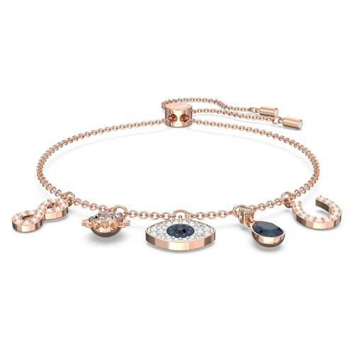 Bracelet Symbolica, Infini, ?Il Porte-Bonheur Et Fer À Cheval, Bleu, Placage De Ton Or Rosé