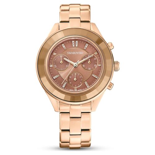 Montre Octea Lux Sport, Fabriqué En Suisse, Bracelet En Métal, Marron, Finition Ton Doré