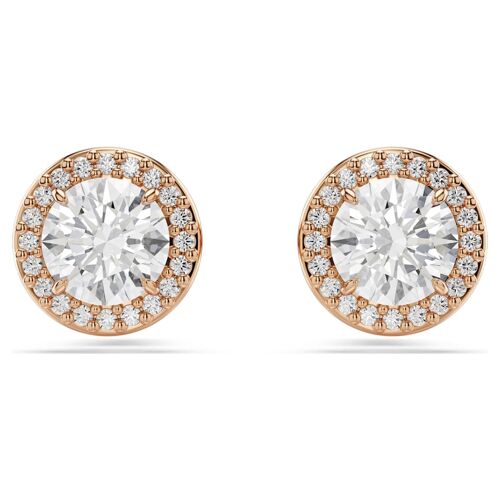 Clous D'oreilles Constella, Taille Ronde, Pavé, Blanches, Placage De Ton Or Rosé