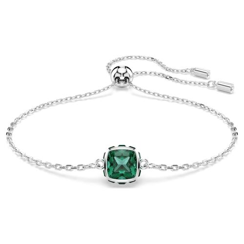 Bracelet Birthstone, Taille Carré, Mai, Vert, Métal Rhodié