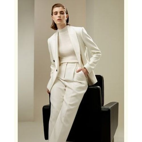 Lilysilk Pantalon Laine Pantalon De Costume Classique Soie Et Laine Léger Et Résistant Aux Rides Doux Pour La Peau Et Respirant Blanc Naturel 48