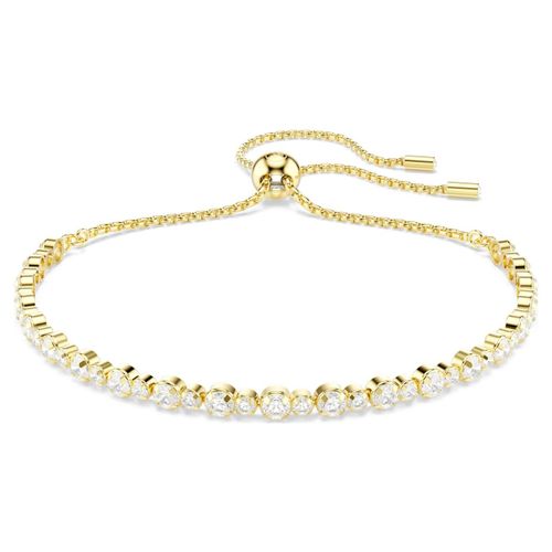 Bracelet Tennis Matrix, Taille Ronde, Blanc, Placage De Ton Or