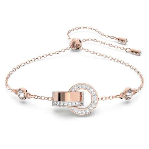 Bracelet Hollow, Boucle Entrelacée, Blanc, Placage De Ton Or Rosé