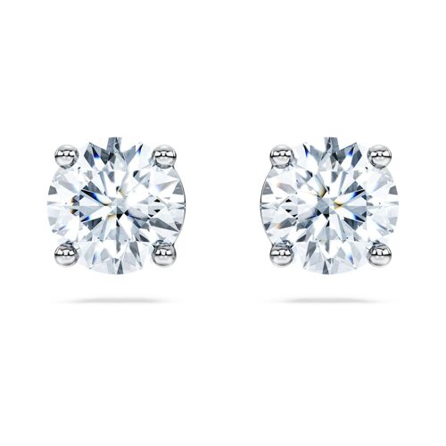 Clous D'oreilles Solitaire Eternity, Diamants De Synthèse 2 Ct Tw, Forme Ronde, Or Blanc 18 Carats