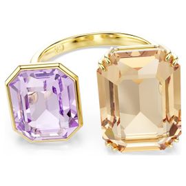 Bague Ouverte Millenia, Taille Octogonale, Multicolore, Placage De Ton Or