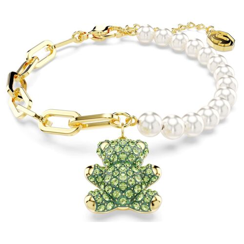 Bracelet Teddy, Perle De Cristal, Ours, Vert, Placage De Ton Or