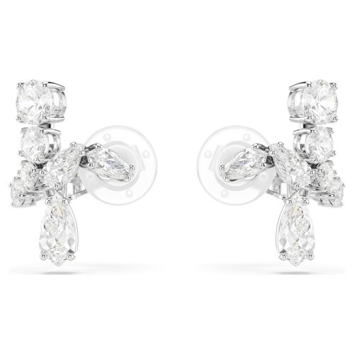 Boucles D'oreilles Clip Matrix, Tailles Variées, Blanches, Métal Rhodié