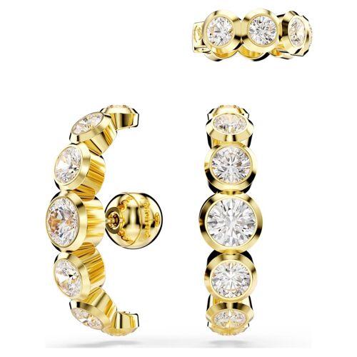 Boucle D'oreille Manchette Imber, Parure (3), Taille Rond, Blanc, Placage De Ton Or