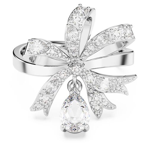 Bague Cocktail Volta, N?ud, Blanche, Métal Rhodié