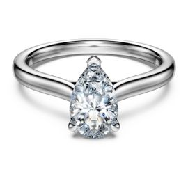 Bague Solitaire Eternity, Diamants De Synthèse 1 Ct Tw, Forme De Poire, Or Blanc 18 Carats