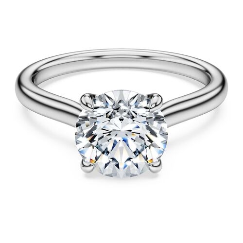 Bague Solitaire Eternity, Diamants De Synthèse 2 Ct Tw, Forme Ronde, Or Blanc 18 Carats