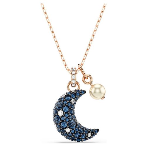 Pendentif Luna, Perle De Cristal, Lune, Multicolore, Placage De Ton Or Rosé