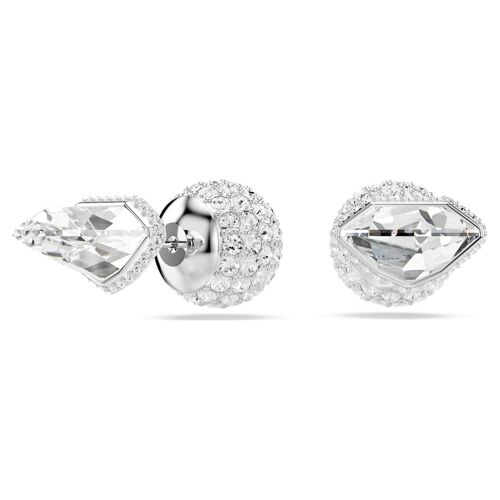 Clous D'oreilles Lucent, Pavé, Boule, Blanches, Métal Rhodié