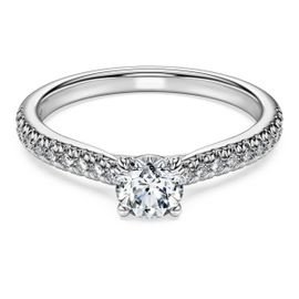 Bague Solitaire Eternity, Diamants De Synthèse 0,7 Ct Tw, Forme Ronde, Or Blanc 18 Carats