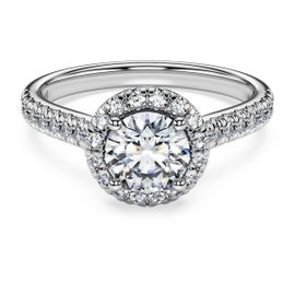 Bague Solitaire Halo Eternity, Diamants De Synthèse 1,33 Ct Tw, Forme Ronde, Or Blanc 18 Carats