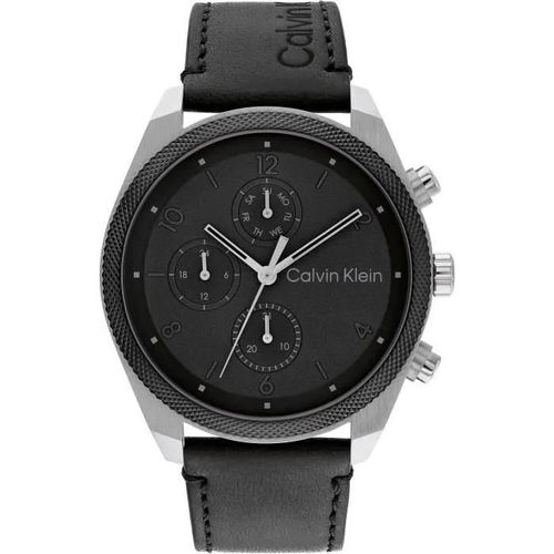 Montre - Calvin Klein - 25200364 - Acier Inoxydable - Cuir Noir - Étanchéité 3 Atm