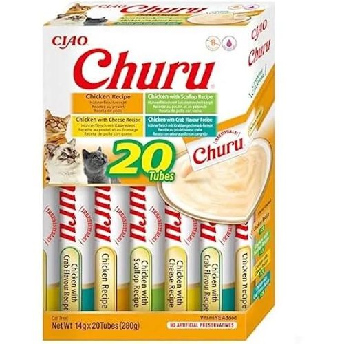 Inaba Churu - Friandises Pour Chats En Purée Aux 4 Saveurs De Poulet - Délicieux Snacks Pour Félins - Texture Lisse Et Onctueuse -
