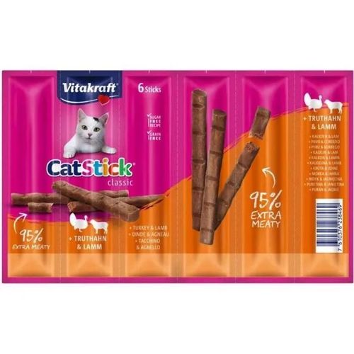 Vitakraft Cat-Stick Mini - Friandise Pour Chat La Dinde Et L Agneau - 1 X 6 Sticks