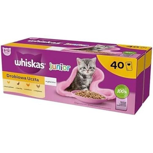 Nourriture Humide Pour Chat - Whiskas - Junior - Volaille - 40 Sachets De 85 G - Pâtée De Qualité