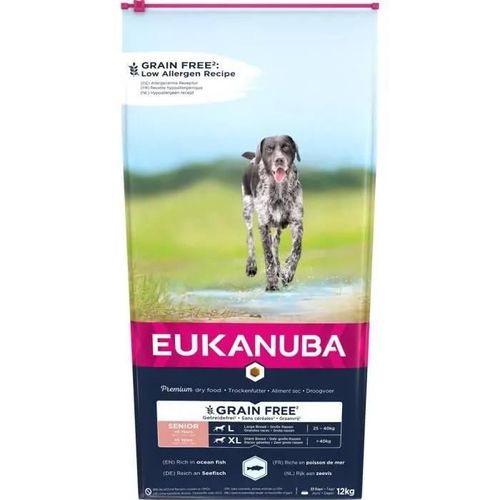 Croquettes - Eukanuba - Grain Free - Riches En Poisson De Mer - Pour Chiens Seniors - 10 À 15 Kg