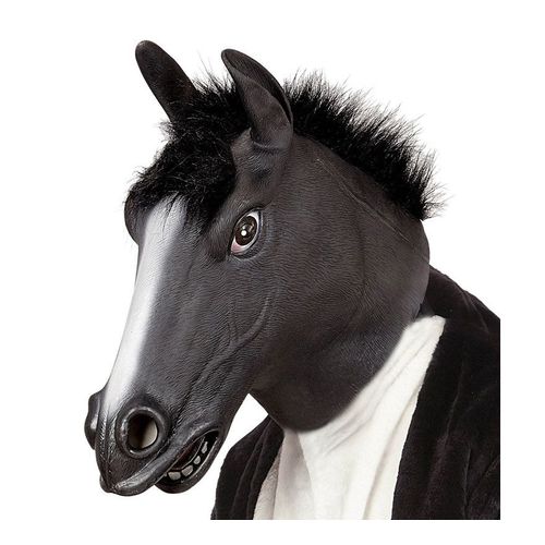 Masque Tête De Cheval Noir Avec Cheveux