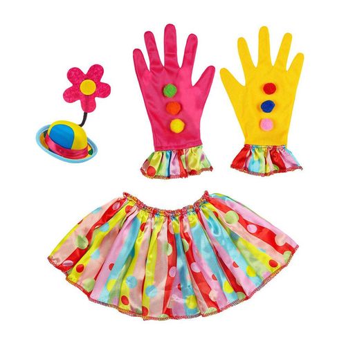Kit Clown Pour Femme : Gants, Chapeau Avec Fleur Et Jupe