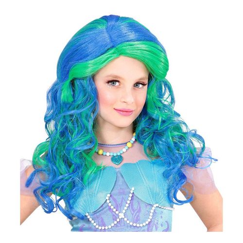 Perruque Longue De Sirène Émeraude Turquoise Pour Enfant