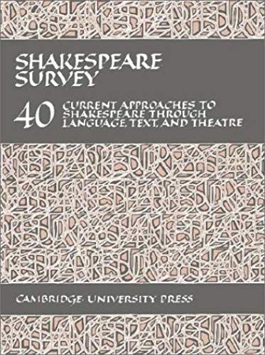 Shakespeare Survey: Volume 40, Current Approaches To Shakespeare Through Language, Text And Theatre: V. 40