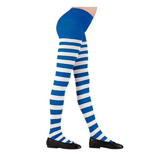 Collant Enfant 70 Deniers Rayé Blanc Et Bleu