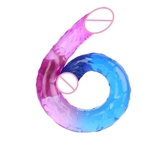 Godemiché Réaliste À Double Tête, Deux Couleurs, Long Jeu Anal Pour Femmes, Gode Fini Pour Couple, Gros Pénis Flexible, Jouet Sexuel Pour Adultes Pour Lesbiennes Blue-Purple L