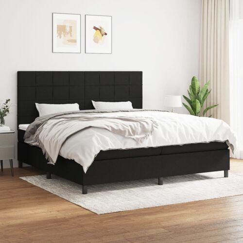 vidaXL Lit à sommier tapissier avec matelas Noir 200x200 cm Tissu