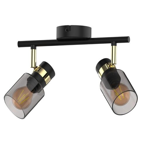 Zumaline Asti Spot De Plafond Twin, Noir Mat, Doré, 2x E14
