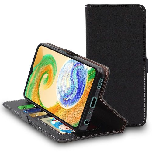 Ebeststar - Coque Samsung Galaxy A04s Sm-A047f Etui Portefeuille Pu Cuir Porte-Cartes, Noir [Dimensions Precises Smartphone : 164.7 X 76.7 X 9.1 Mm, Écran 6.5'']