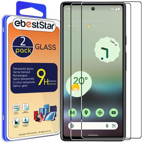 Ebeststar - {Pack X2} Verre Trempé Google Pixel 6a Film Protection Ecran Anti-Rayure, Pose Sans Bulles [Dimensions Precises Smartphone : 152.2 X 71.8 X 8.9 Mm, Écran 6.1'']