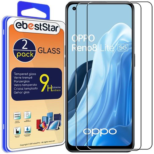 Ebeststar - {Pack X2} Verre Trempé Oppo Reno8 Lite 5g Film Protection Ecran Anti-Rayure, Pose Sans Bulles [Dimensions Precises Smartphone : 159.9 X 73.2 X 7.5 Mm, Écran '']