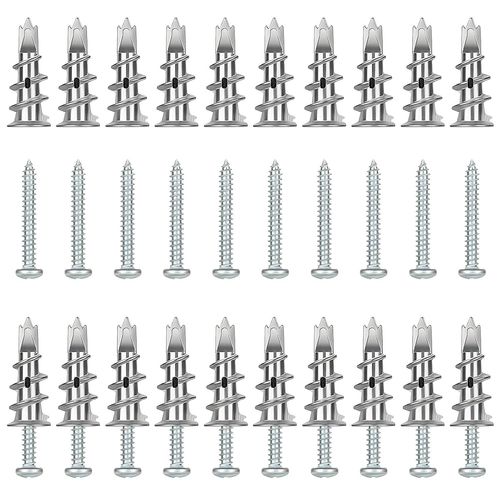 80 Pièces Chevilles pour Placoplatre Autoperceuses, Cheville Placo avec Vis, Métal Cheville pour Plaques de Plâtre, Alliage Zinc Cheville Autoforeuse Placo pour Fixation Plaques de Plâtre