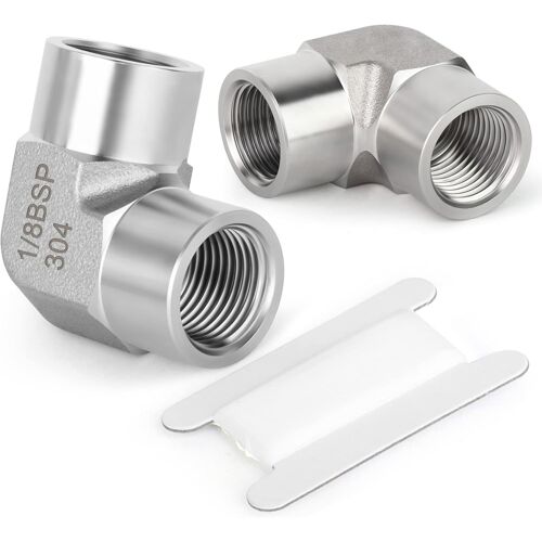 KALANKA-2 Pcs 1/8" femelle BSP x 1/8" filetage femelle BSP en acier inoxydable forgé connecteur coude 90 degrés SUS 304 raccords de tuyau