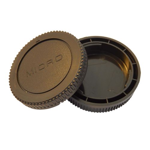 vhbw Lot de bouchons pour objectif compatible avec Olympus M.Zuiko 12mm, 14-150mm, 14-42mm, 17mm appareil photo - Cache arrière et de boîtier, noir