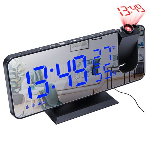 Réveil numérique LED, horloge de Table électronique de bureau, USB, Radio FM, projecteur, horloge de répétition pour la maison et la chambre à coucher