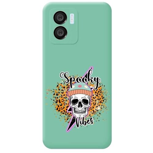 Coque turquoise Redmi A1 tete mort leopard