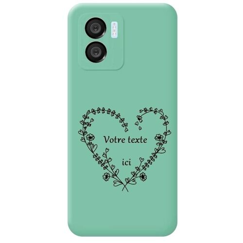 Coque turquoise Redmi A1 coeur fleur
