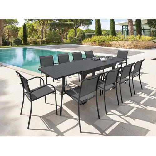 Table Extensible Rectangulaire Alu Piazza 6/10 Places Graphite Hespride
